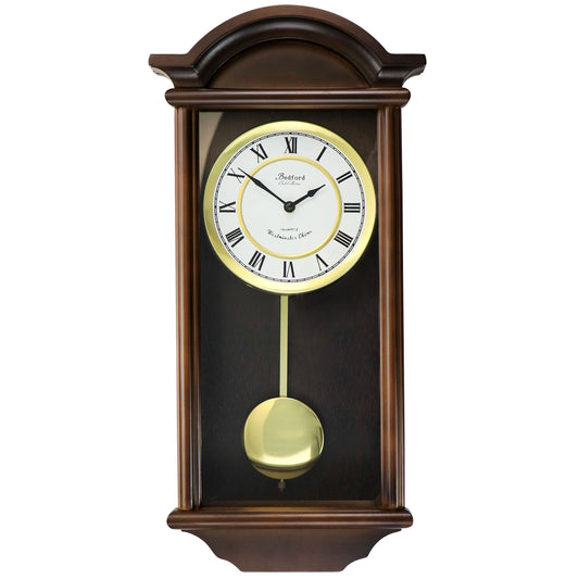 Bedford Clock Collection George 22 Inch Chestnut Wood Chiming Pendulum Wall Clock W2B