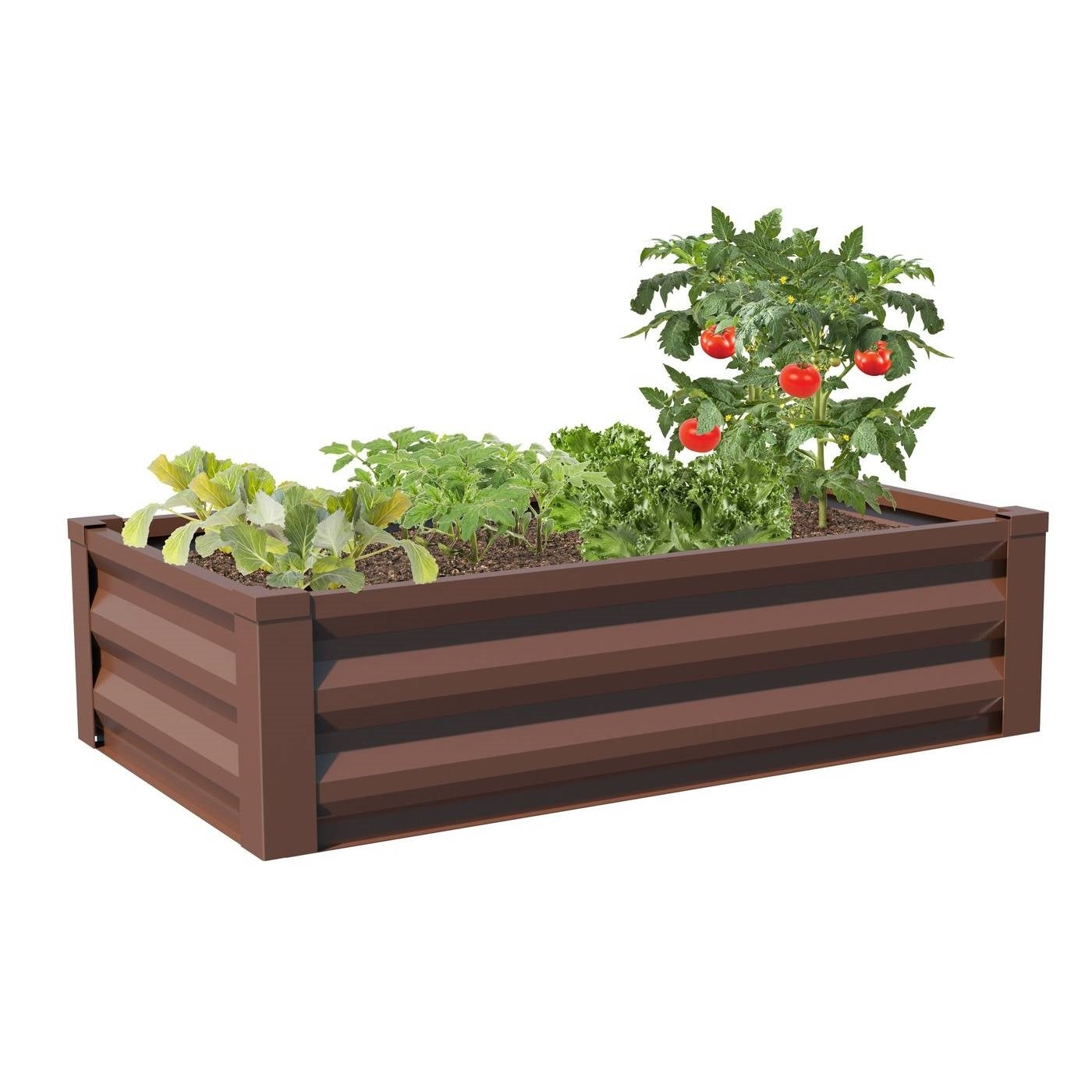 Brown Powder Coated Metal Raised Garden Bed Planter Made In USA