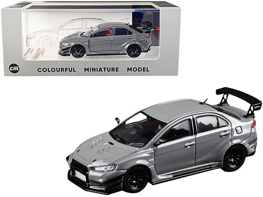 Mitsubishi Lancer Evolution X CZ4A Ver. 2 Wide Body RHD (Right Hand Drive) Gray 1/64 Diecast Model Car by CM Models