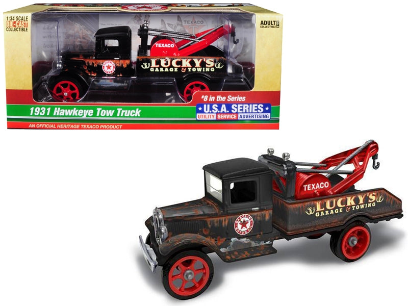 1931 Hawkeye "Texaco" Tow Truck "Lucky's Garage & Towing" Unrestored 8th in the Series "U.S.A. Series Utility - Service - Advertising" 1/34 Diecast Model by Autoworld