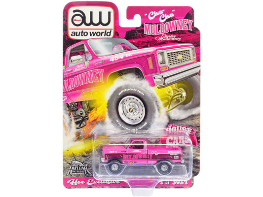 Chevrolet Cheyenne 10 Pickup Truck Pink with Graphics "Cha Cha" Shirley Muldowney "Las Vegas Diecast Super Convention" (2022) Limited Edition to 3024 pieces Worldwide 1/64 Diecast Model C