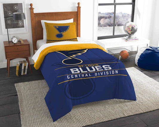 Blues OFFICIAL National Hockey League; Bedding; "Draft" Twin Printed Comforter (64"x 86") & 1 Sham (24"x 30") Set by The Northwest Company