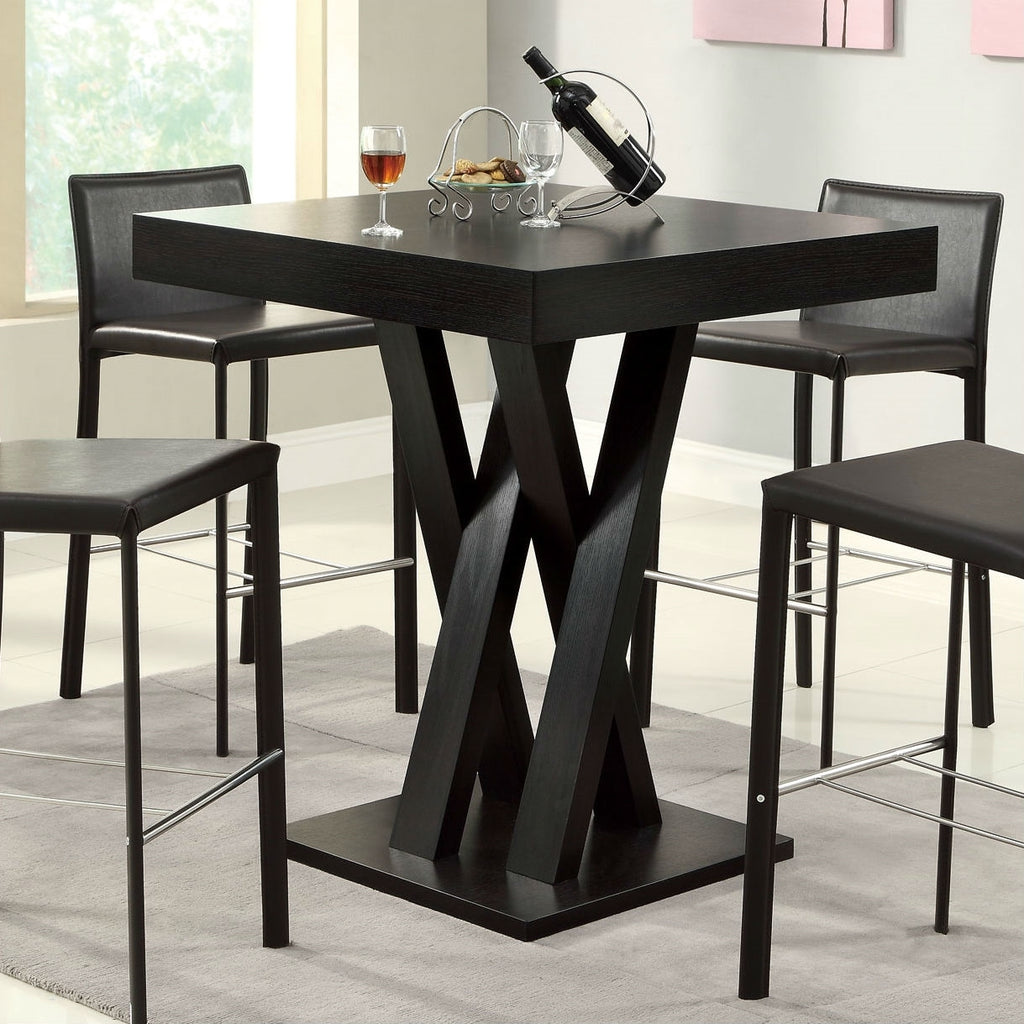 Modern 40-inch High Square Dining Table in Dark Cappuccino Finish