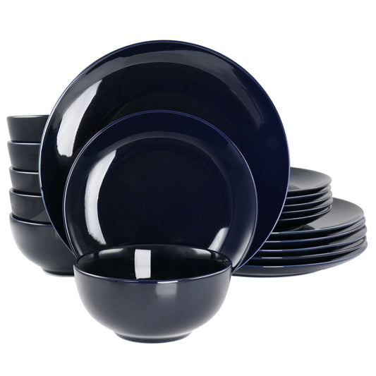 Elama Luna 18 Piece Porcelain Dinnerware Set in Dark Blue W2B