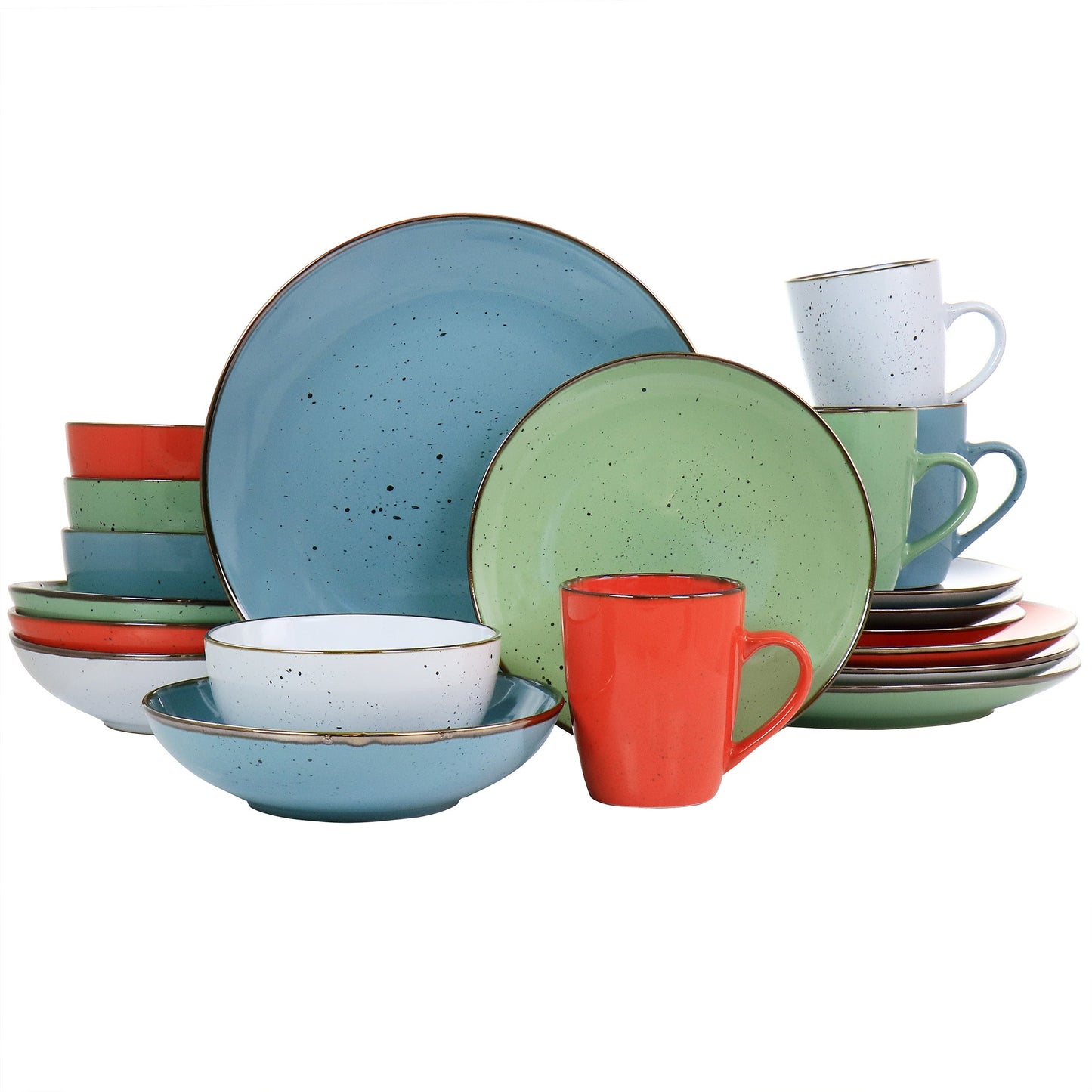 Elama Evelyn 20 Piece Mix and Match Round Stoneware Dinnerware Set in Assorted Colors W2B