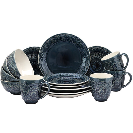Elama Petra 16 Piece Stoneware Dinnerware Set W2B