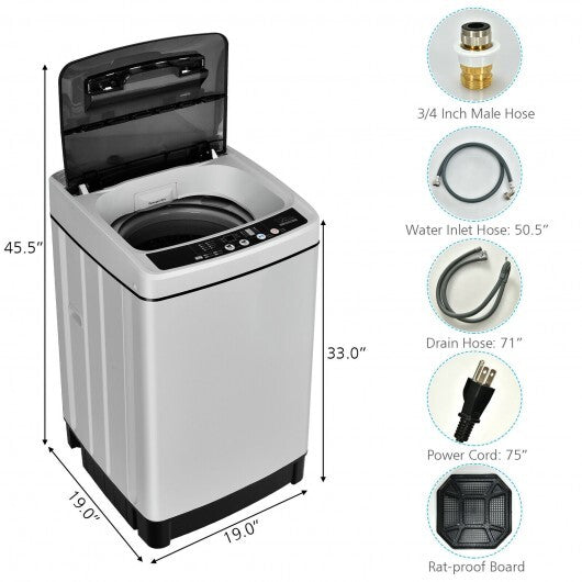 Full-Automatic Washing Machine 1.5 Cubic Feet 11 LBS Washer and Dryer-Gray
