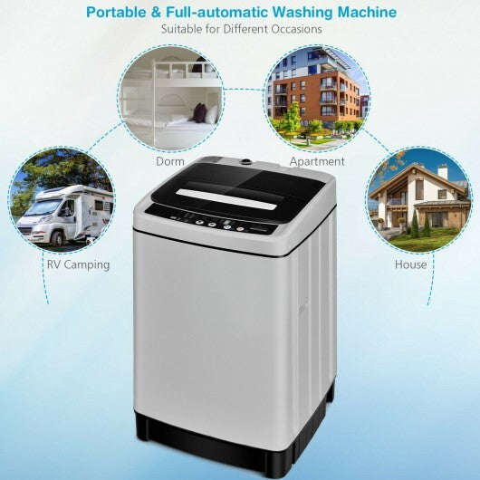 Full-Automatic Washing Machine 1.5 Cubic Feet 11 LBS Washer and Dryer-Gray