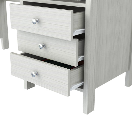 White Finish Wood Computer Desk with Three Drawers