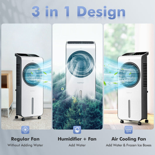3-in-1 Evaporative Air Cooler with 12H Timer Remote-White