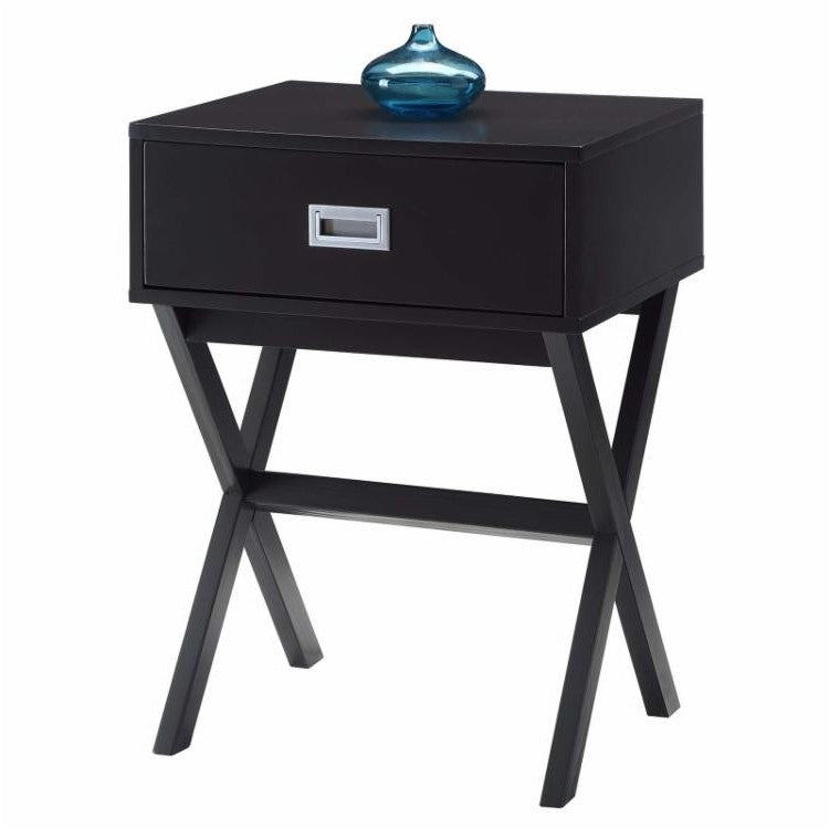 Modern 1-Drawer Bedside Table Nightstand End Table in Espresso Wood Finish