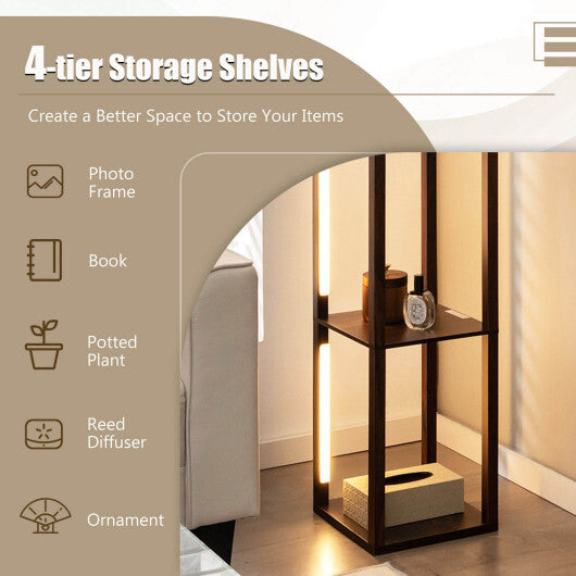 64 Inches Floor Lamp with 3-Level Dimmable LED Bulbs and Rotatable LED Poles-Black