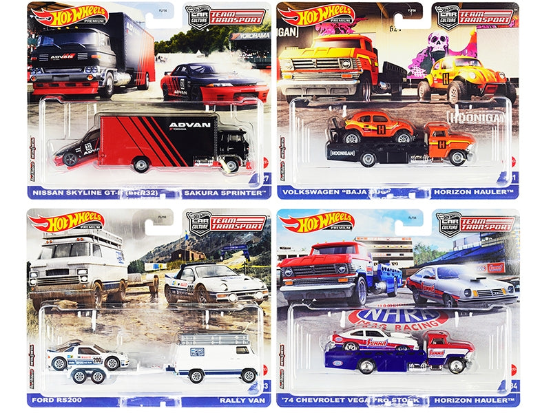 "Team Transport" Series 4 piece Set Diecast Model Cars by Hot Wheels