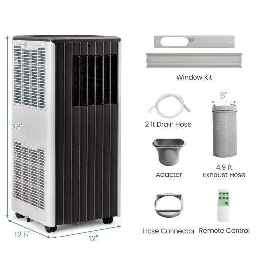 8000 BTU Portable Air Conditioner with Cool Humidifier and Sleep Mode-Black & White