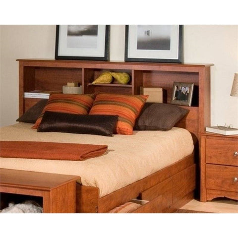 Full / Queen size Bookcase Headboard in Cherry Wood Finish
