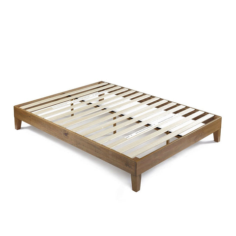 Full size Solid Wood Low Profile Platform Bed Frame in Pine Finish