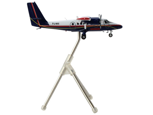 De Havilland DHC-6-300 Commercial Aircraft with Flaps Down "Winair" White and Blue with Red Stripes "Gemini 200" Series 1/200 Diecast Model by GeminiJets