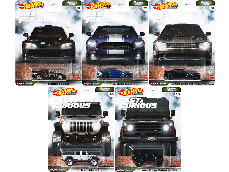 "Fast & Furious" Movie 5 piece Set "Furious Fleet" Diecast Model Cars by Hot Wheels