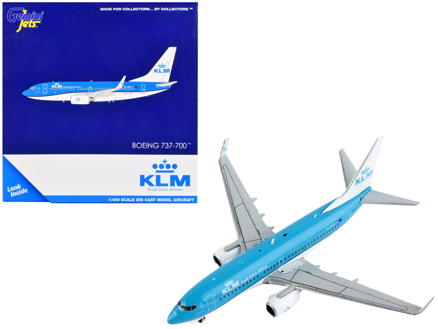 Boeing 737-700 Commercial Aircraft "KLM Royal Dutch Airlines" Blue and White 1/400 Diecast Model Airplane by GeminiJets