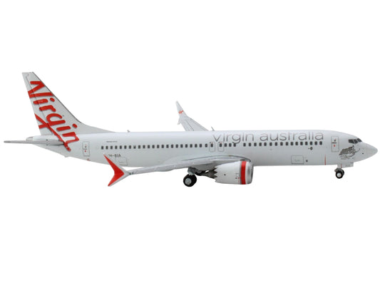 Boeing 737 MAX 8 Commercial Aircraft "Virgin Australia" White with Red Tail Graphics 1/400 Diecast Model Airplane by GeminiJets