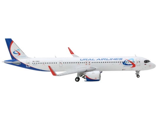 Airbus A321neo Commercial Aircraft "Ural Airlines" White with Blue Tail 1/400 Diecast Model Airplane by GeminiJets