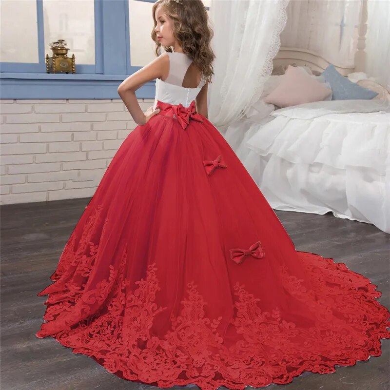 Girls Birthday Dresses for Kids Children Princesss Party Dress Flower Elegant Wedding Gown Vestidos for 6-14 Yrs Christmas Dress