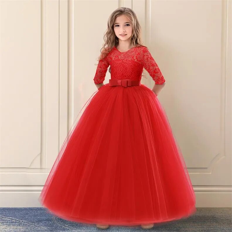 Girls Birthday Dresses for Kids Children Princesss Party Dress Flower Elegant Wedding Gown Vestidos for 6-14 Yrs Christmas Dress