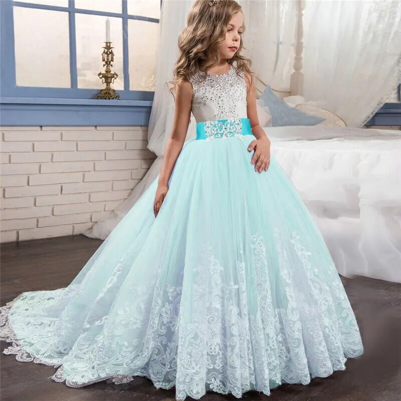 Girls Birthday Dresses for Kids Children Princesss Party Dress Flower Elegant Wedding Gown Vestidos for 6-14 Yrs Christmas Dress