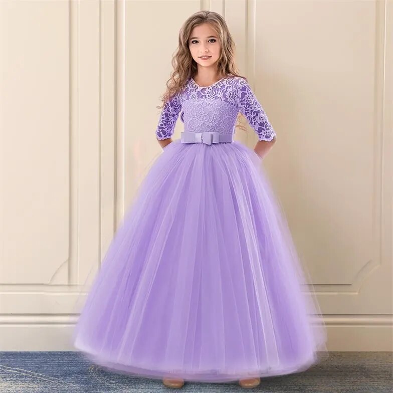 Girls Birthday Dresses for Kids Children Princesss Party Dress Flower Elegant Wedding Gown Vestidos for 6-14 Yrs Christmas Dress