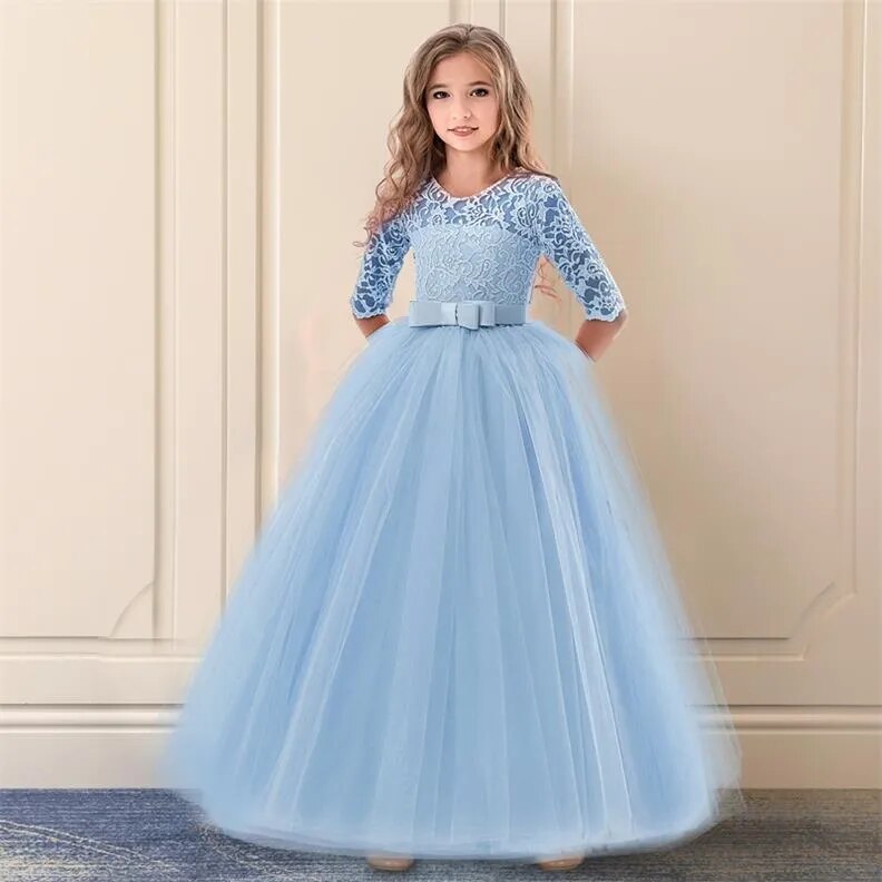 Girls Birthday Dresses for Kids Children Princesss Party Dress Flower Elegant Wedding Gown Vestidos for 6-14 Yrs Christmas Dress