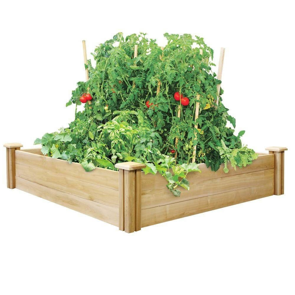 4ft x 4ft Outdoor Cedar Wood Raised Garden Bed Planter Box - Made in USA