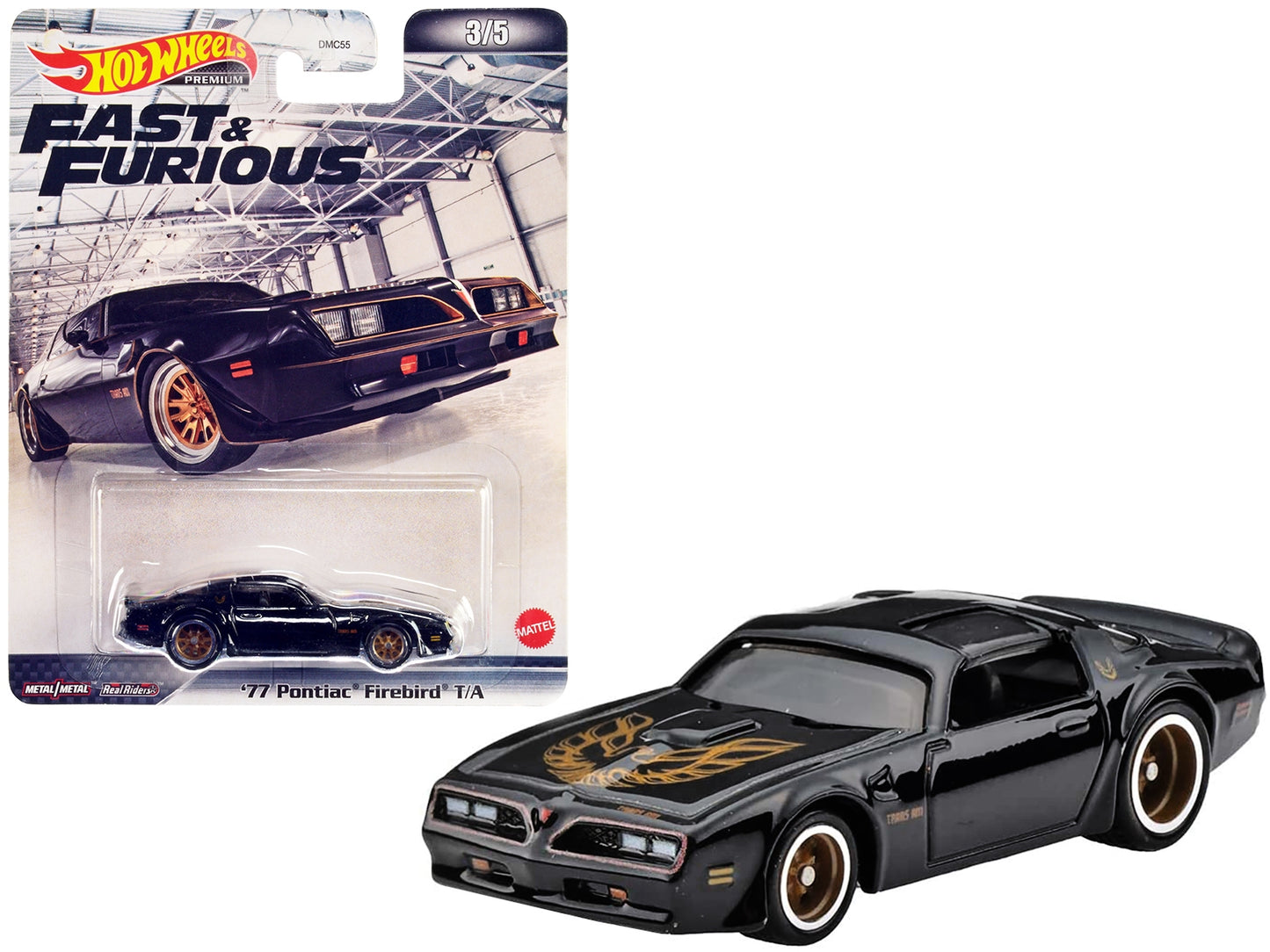 1977 Pontiac Firebird T/A Trans Am Black with Golden Bird on Hood "Fast & Furious" Series Diecast Model Car by Hot Wheels