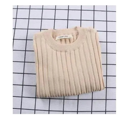 New Girls Sweaters Solid Candy Color Boys Sweaters Autumn New Knitted Baby Girls Ribbed Sweater Kids Clothing Girls Pullover