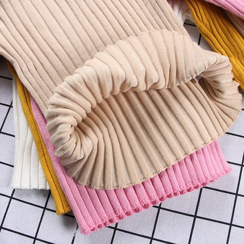 New Girls Sweaters Solid Candy Color Boys Sweaters Autumn New Knitted Baby Girls Ribbed Sweater Kids Clothing Girls Pullover