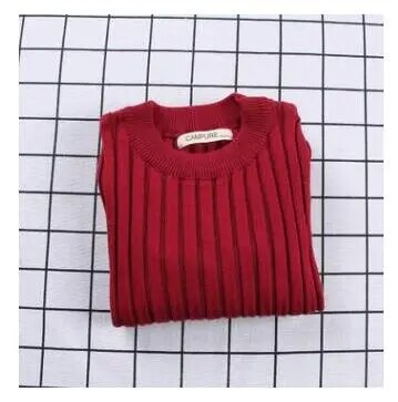 New Girls Sweaters Solid Candy Color Boys Sweaters Autumn New Knitted Baby Girls Ribbed Sweater Kids Clothing Girls Pullover