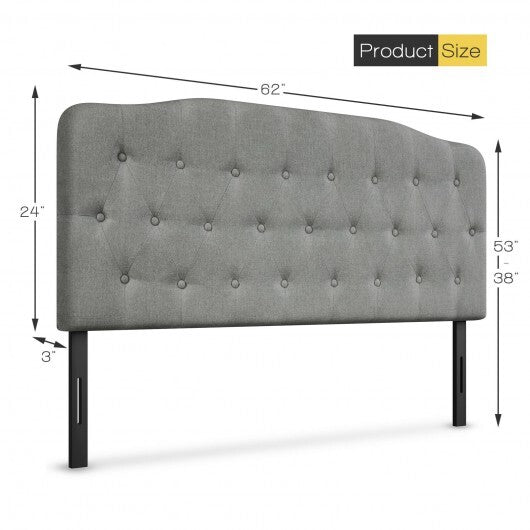 Queen Upholstered Headboard with Adjustable Heights-Dark Gray