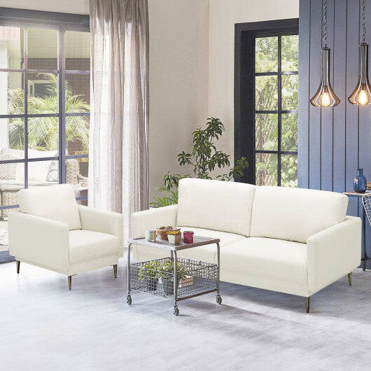 Modern Sofa Couch with Solid Metal Legs and Removable Backrest Cushion-Gray-Sofa Set