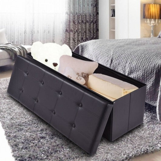 45" Large Folding Ottoman Storage Seat-Black