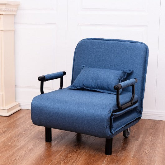 Convertible Folding Leisure Recliner Sofa Bed-Blue