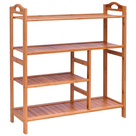 4 Tiers Multifunction Bamboo Storage Shoe Rack for Entryway Hallway