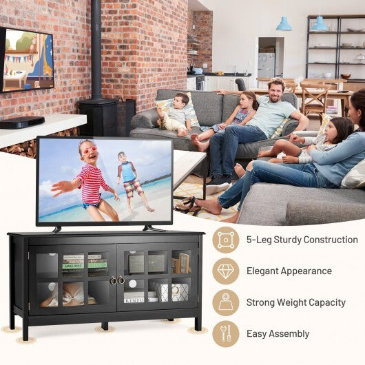 50" TV Stand Modern Wood Storage Console with 2 Doors