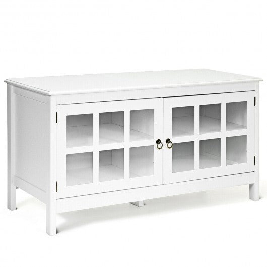 50" TV Stand Modern Wood Storage Console with 2 Doors