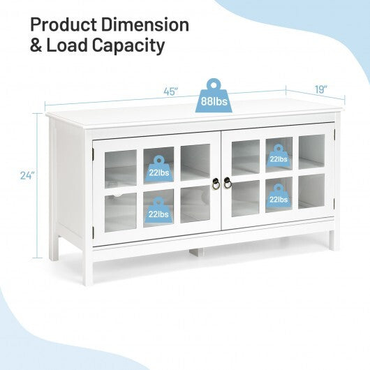 50" TV Stand Modern Wood Storage Console with 2 Doors