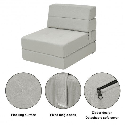 Tri-Fold Folding Chair Convertible Sleeper Bed