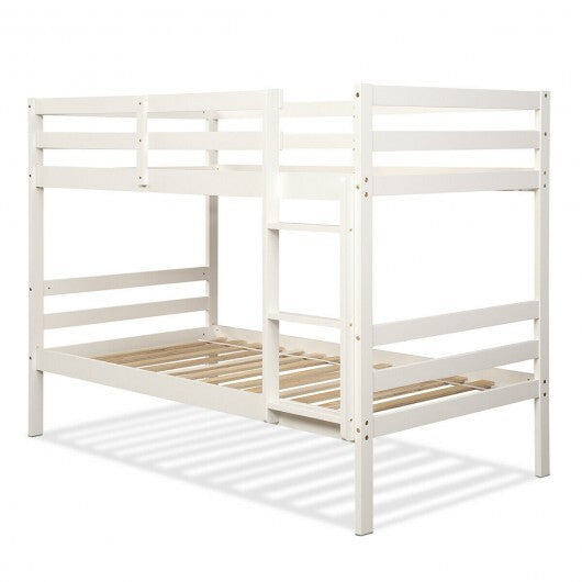 Twin Bunk Bed Children Wooden Bunk Beds Solid Hardwood-White