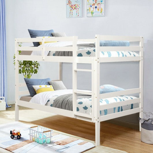 Twin Bunk Bed Children Wooden Bunk Beds Solid Hardwood-White