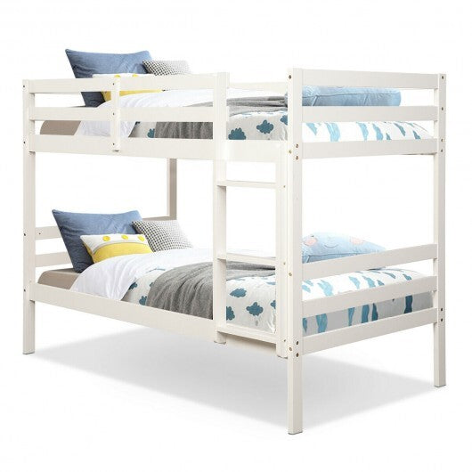 Twin Bunk Bed Children Wooden Bunk Beds Solid Hardwood-White