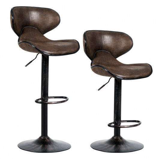 Set of 2 Adjustable Bar Stools for Counter