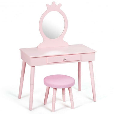 Kids Vanity Makeup Table and Chair Set Make Up Stool