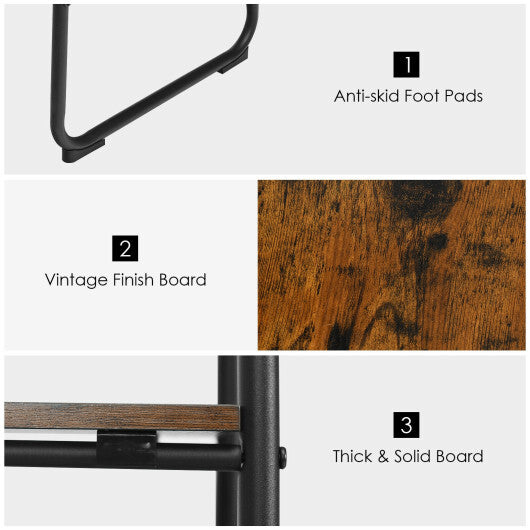 Clothes Rack Freestanding Storage Tower with Hanging Bar-Black